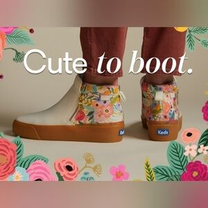 Keds x Rifle Paper Cooper Garden Party Sneaker in Tan - Size 6